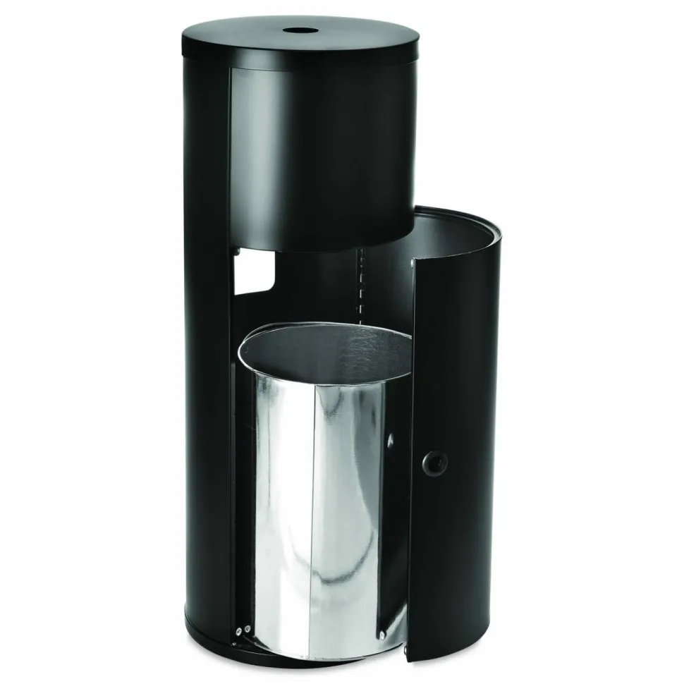 Gritt Commercial Floor Stand Wet Wipe Dispenser Station with 7 Gallon Built-In Trash Can, 13.1 x 13.1 x 36, Black