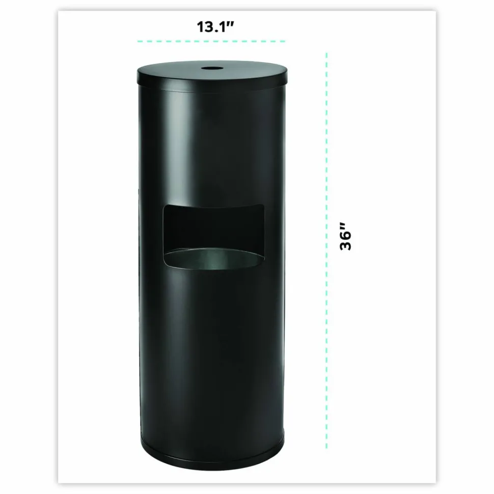Gritt Commercial Floor Stand Wet Wipe Dispenser Station with 7 Gallon Built-In Trash Can, 13.1 x 13.1 x 36, Black