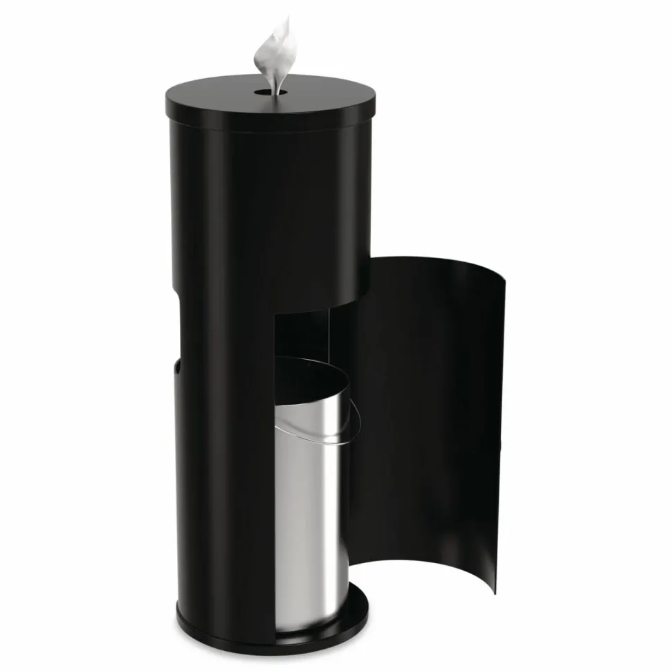 Gritt Commercial Floor Stand Wet Wipe Dispenser Station with 7 Gallon Built-In Trash Can, 13.1 x 13.1 x 36, Black