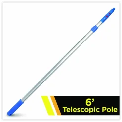 Gritt Commercial 6 ft Telescopic Aluminum Extension Pole with Click/Lock Adapter Cone, 3.5 ft to 6 ft, Blue/Silver