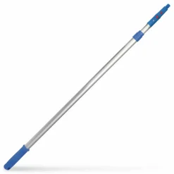 Gritt Commercial 6 ft Telescopic Aluminum Extension Pole with Click/Lock Adapter Cone, 3.5 ft to 6 ft, Blue/Silver, 12/Carton