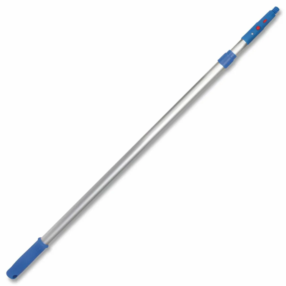 Gritt Commercial 6 ft Telescopic Aluminum Extension Pole with Click/Lock Adapter Cone, 3.5 ft to 6 ft, Blue/Silver, 3/Pack