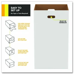 Gritt Commercial 40 Gallon Corrugated Cardboard Trash Can and Recycling Container, White, 10/Carton