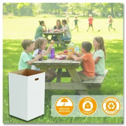Gritt Commercial 40 Gallon Corrugated Cardboard Trash Can and Recycling Container, White, 10/Carton