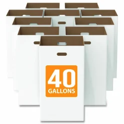Gritt Commercial 40 Gallon Corrugated Cardboard Trash Can and Recycling Container, White, 10/Carton