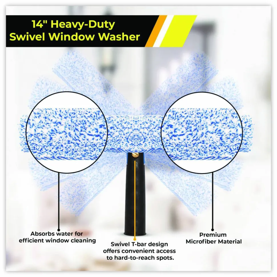 Gritt Commercial Heavy-Duty Swivel Window Washer, 14" Wide Blade