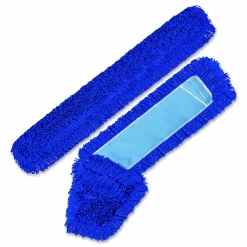Gritt Commercial Microfiber Looped Dust Mop Pad Head, 60 x 5, Blue, 6/Pack