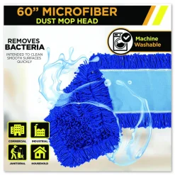 Gritt Commercial Microfiber Looped Dust Mop Pad Head, 60 x 5, Blue, 6/Pack