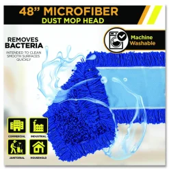 Gritt Commercial Microfiber Looped Dust Mop Pad Head, 48 x 5, Blue, 6/Pack