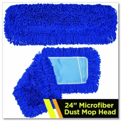 Gritt Commercial Microfiber Looped Dust Mop Pad Head, 24 x 5, Blue