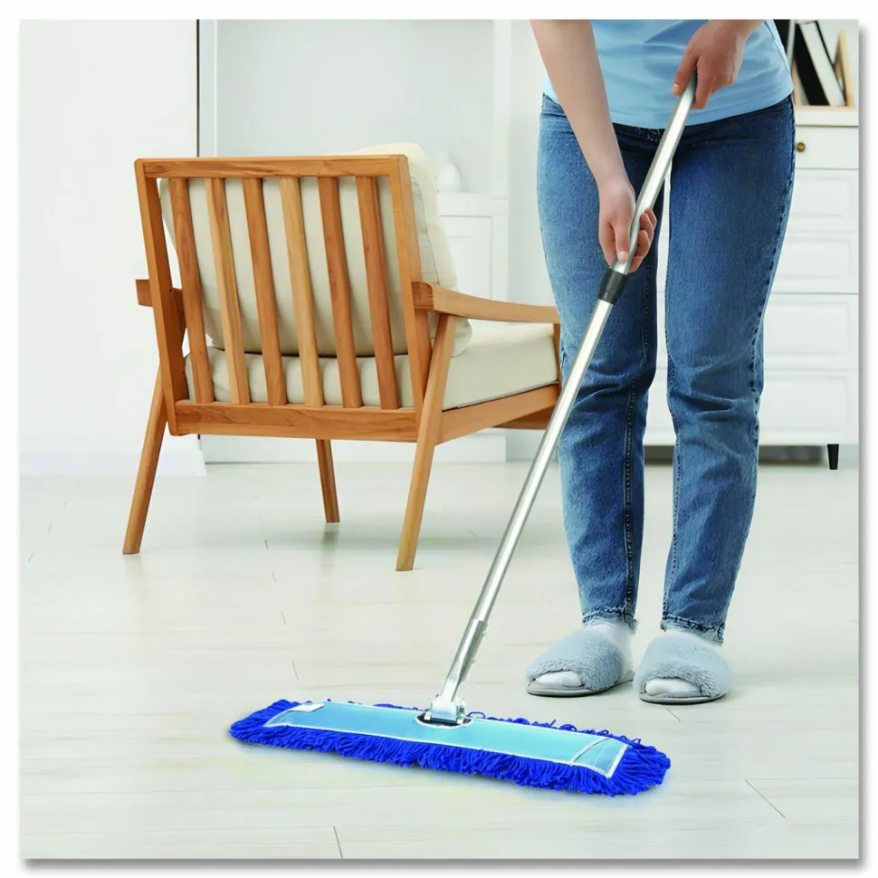 Gritt Commercial Microfiber Looped Dust Mop Pad Head, 24 x 5, Blue
