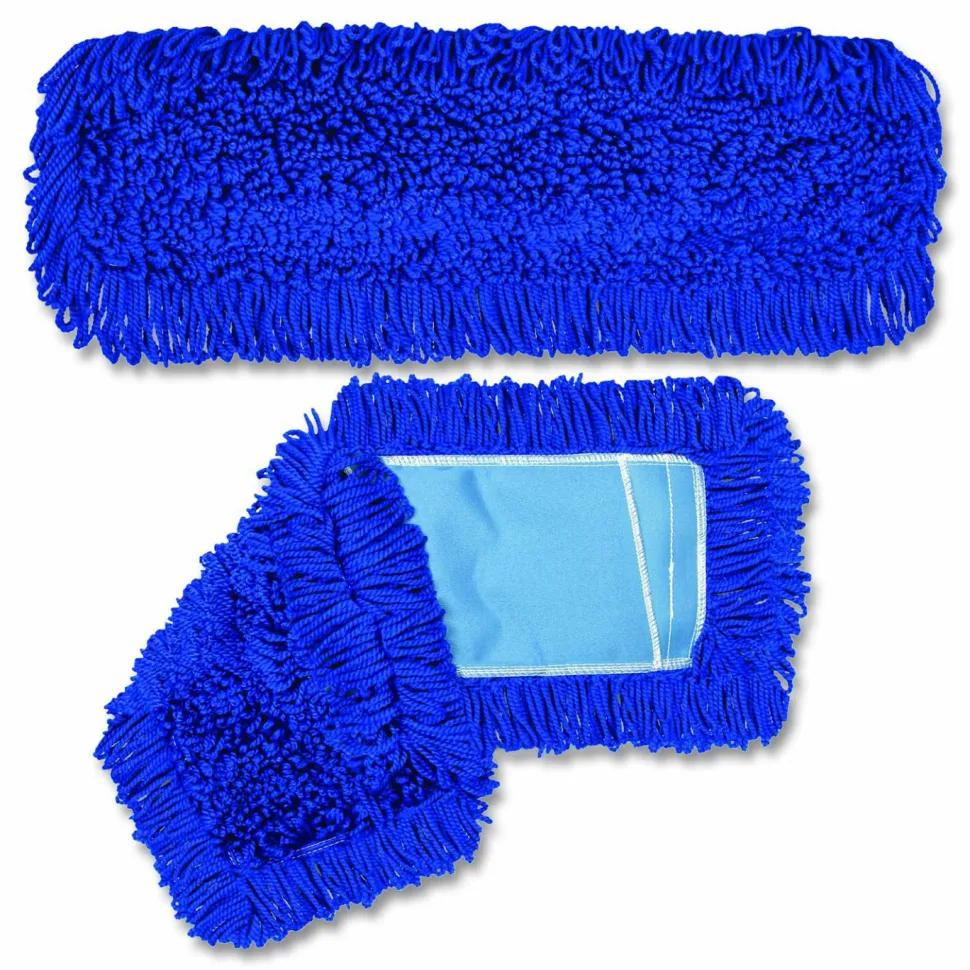 Gritt Commercial Microfiber Looped Dust Mop Pad Head, 24 x 5, Blue, 12/Carton