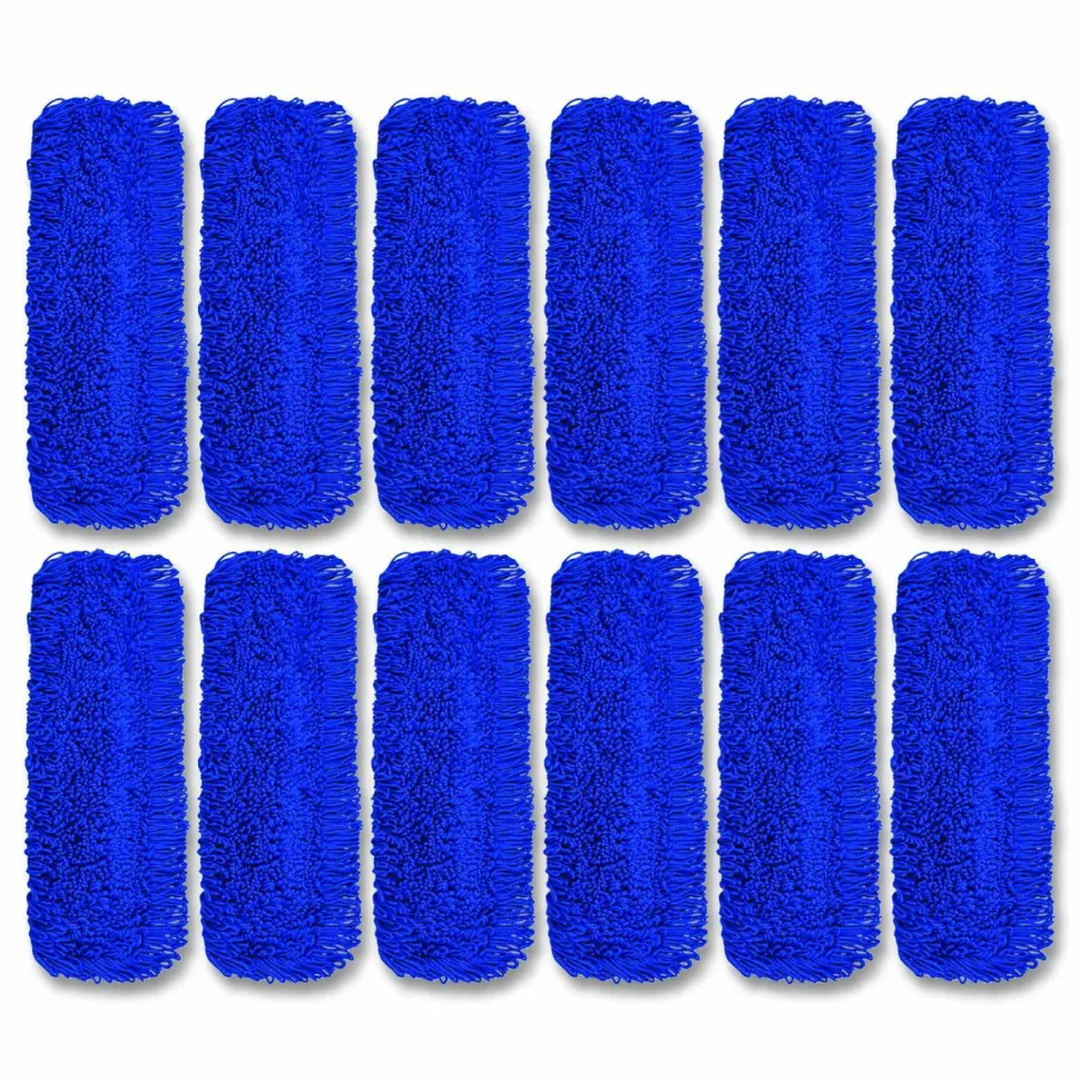 Gritt Commercial Microfiber Looped Dust Mop Pad Head, 24 x 5, Blue, 12/Carton