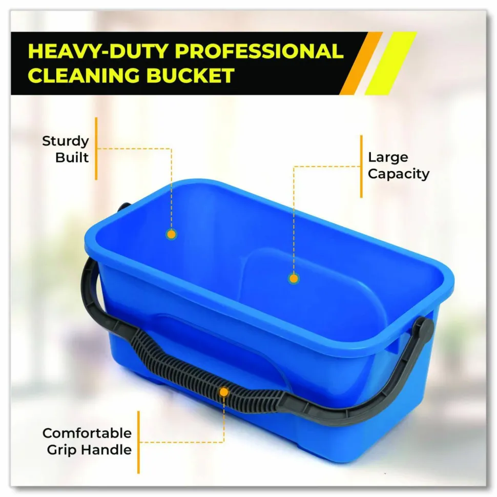 Gritt Commercial Pro Window Cleaning Kit with 14" Squeegee, 14" Washer, 20" Pole and 3 Gallon Heavy-Duty Bucket, 2/Kit