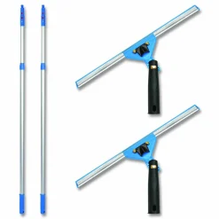 Gritt Commercial Pro Window Washing Kit with Swivel Squeegee and 6 ft Telescopic Pole, 14" Wide Blade, 2/Kit