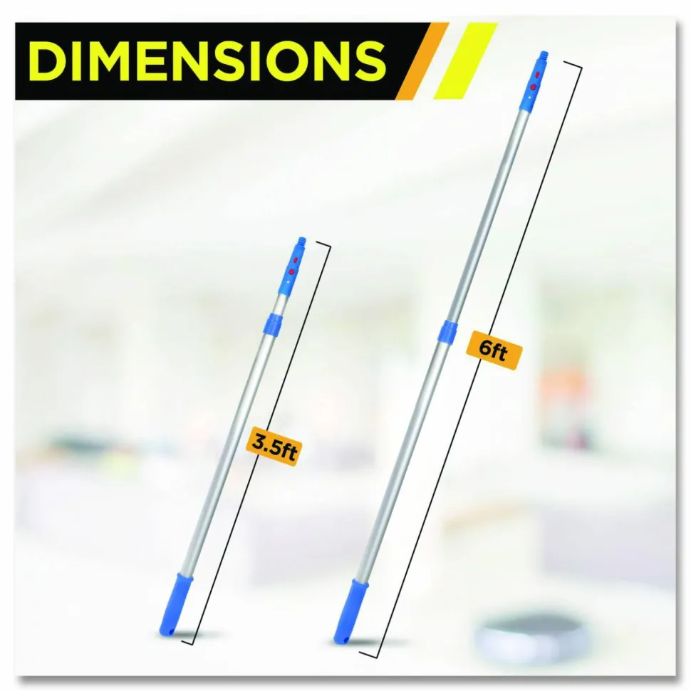 Gritt Commercial Pro Window Washing Kit with Swivel Squeegee and 6 ft Telescopic Pole, 14" Wide Blade, 2/Kit
