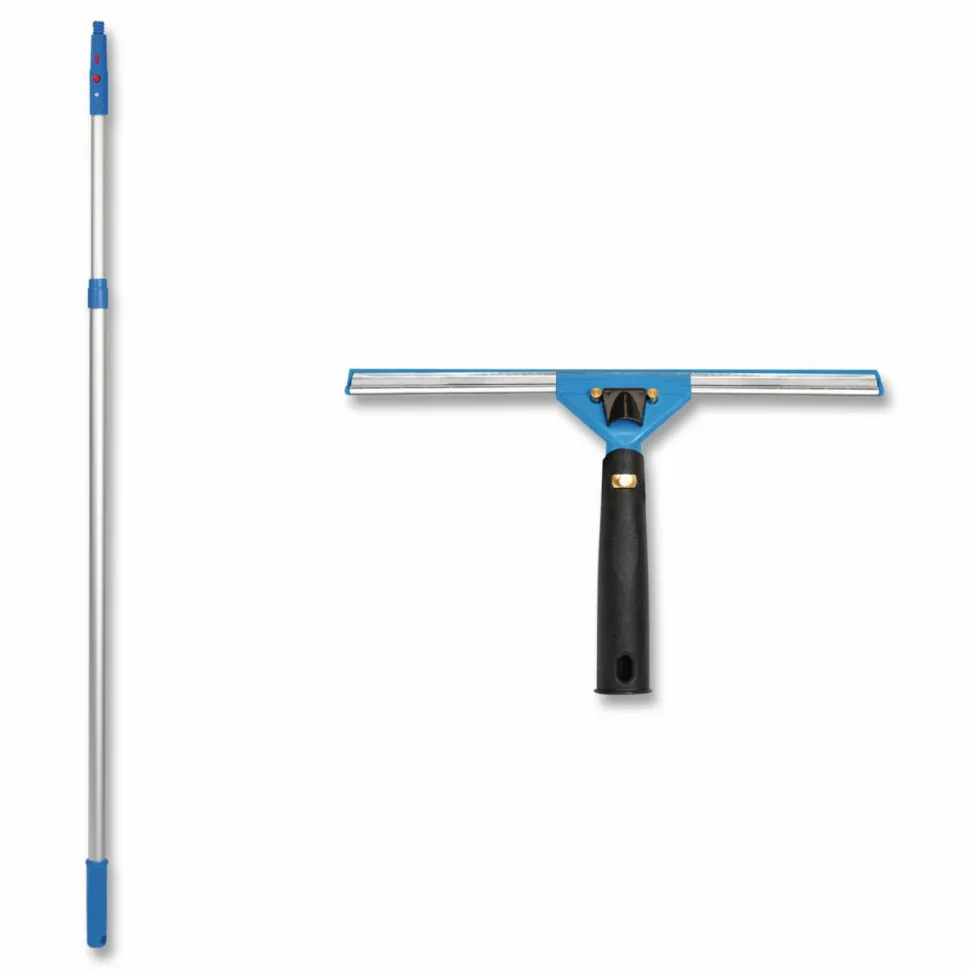 Gritt Commercial Pro Window Washing Kit with Swivel Squeegee and 6 ft Telescopic Pole, 14" Wide Blade, 2/Kit