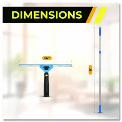 Gritt Commercial Pro Window Washing Kit with Swivel Squeegee and 6 ft Telescopic Pole, 14