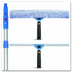 Gritt Commercial Pro Window Washing Kit with Squeegee, Washer and 6 ft Telescopic Pole, 18" Wide Blade