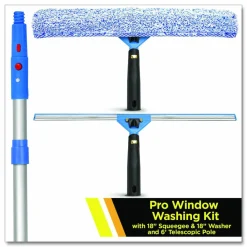 Gritt Commercial Pro Window Washing Kit with Squeegee, Washer and 6 ft Telescopic Pole, 18