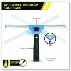 Gritt Commercial Pro Window Washing Kit with Swivel Squeegee and 6 ft Telescopic Pole, 14