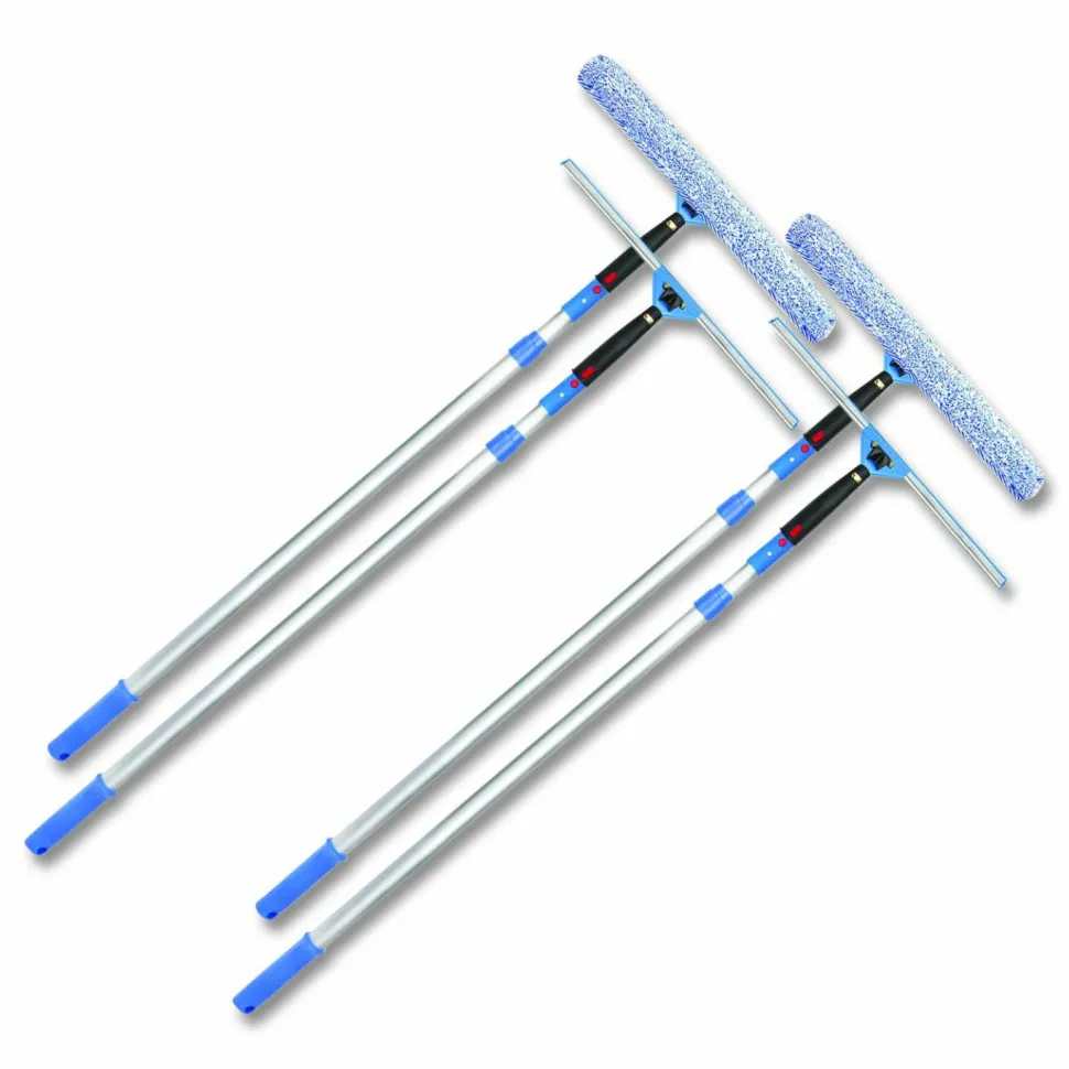 Gritt Commercial Pro Window Washing Kit with Squeegee, Washer and 6 ft Telescopic Pole, 18" Wide Blade, 2/Kit