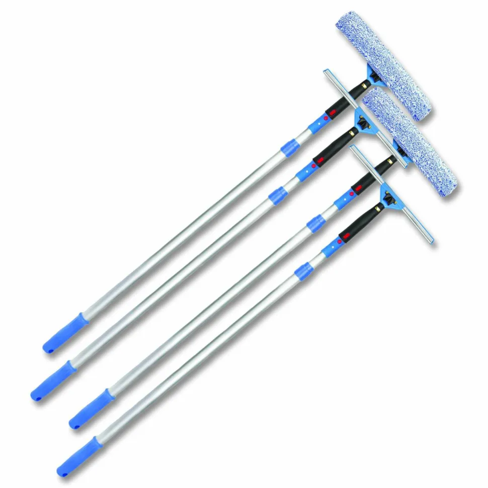 Gritt Commercial Pro Window Washing Kit with Squeegee, Washer and 6 ft Telescopic Pole, 14" Wide, 2/Kit