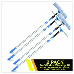 Gritt Commercial Pro Window Washing Kit with Squeegee, Washer and 6 ft Telescopic Pole, 14