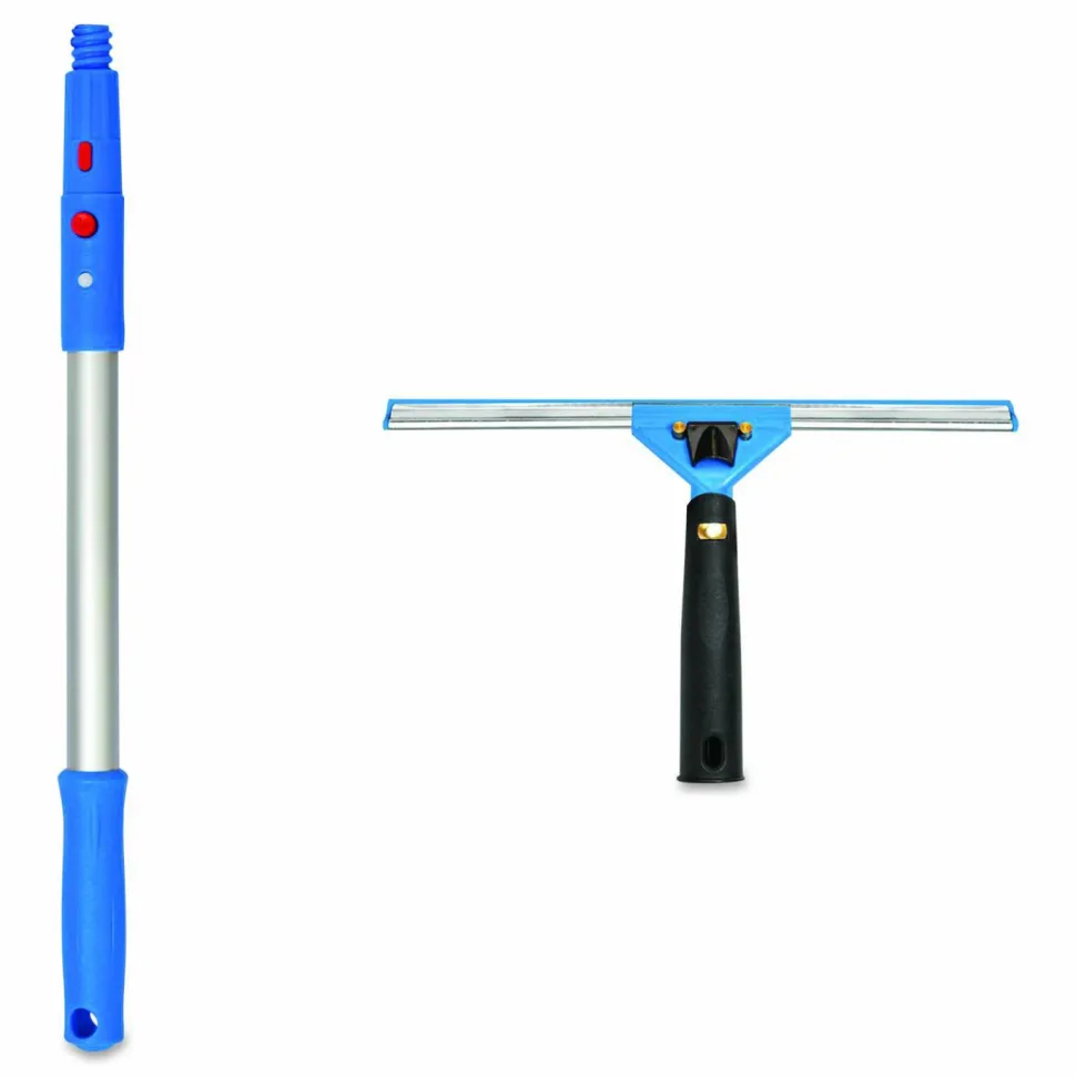 Gritt Commercial Pro Window Washing Kit with Swivel Window Squeegee and 20" Pole, 14" Wide Blade, 3/Kit