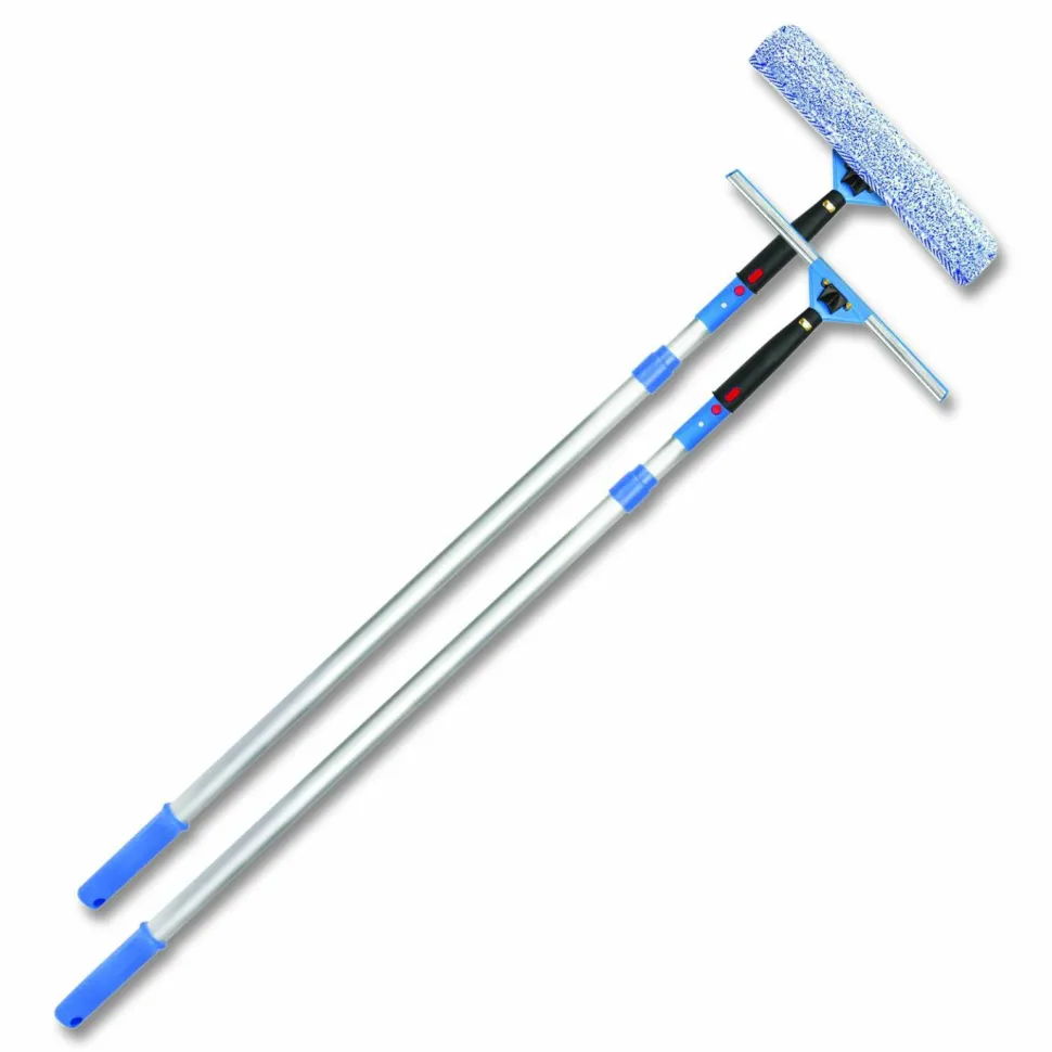 Gritt Commercial Pro Window Washing Kit with Squeegee, Washer and 6 ft Telescopic Pole, 14" Wide