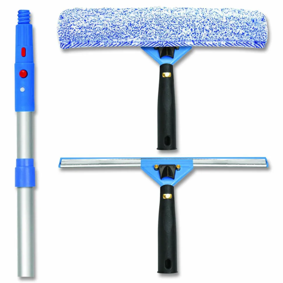 Gritt Commercial Pro Window Washing Kit with Squeegee, Washer and 6 ft Telescopic Pole, 14" Wide