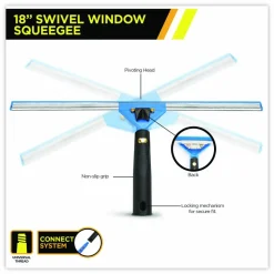 Gritt Commercial Pro Window Washing Kit with Squeegee, Washer and 20" Pole, 18" Wide Blade