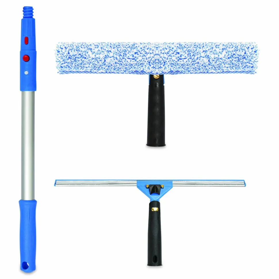 Gritt Commercial Pro Window Washing Kit with Squeegee, Washer and 20" Pole, 18" Wide Blade