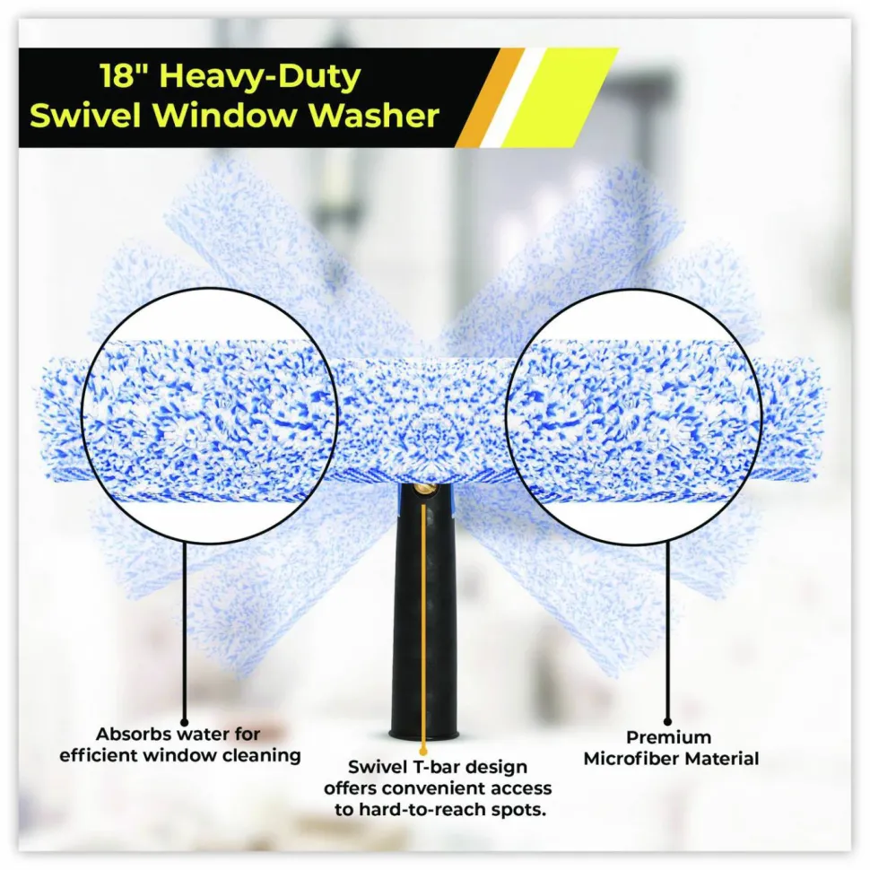 Gritt Commercial Pro Window Washing Kit with Squeegee, Washer and 20" Pole, 18" Wide Blade