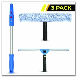 Gritt Commercial Pro Window Washing Kit with Squeegee, Washer and 20" Pole, 14" Blade Width, 3/Kit