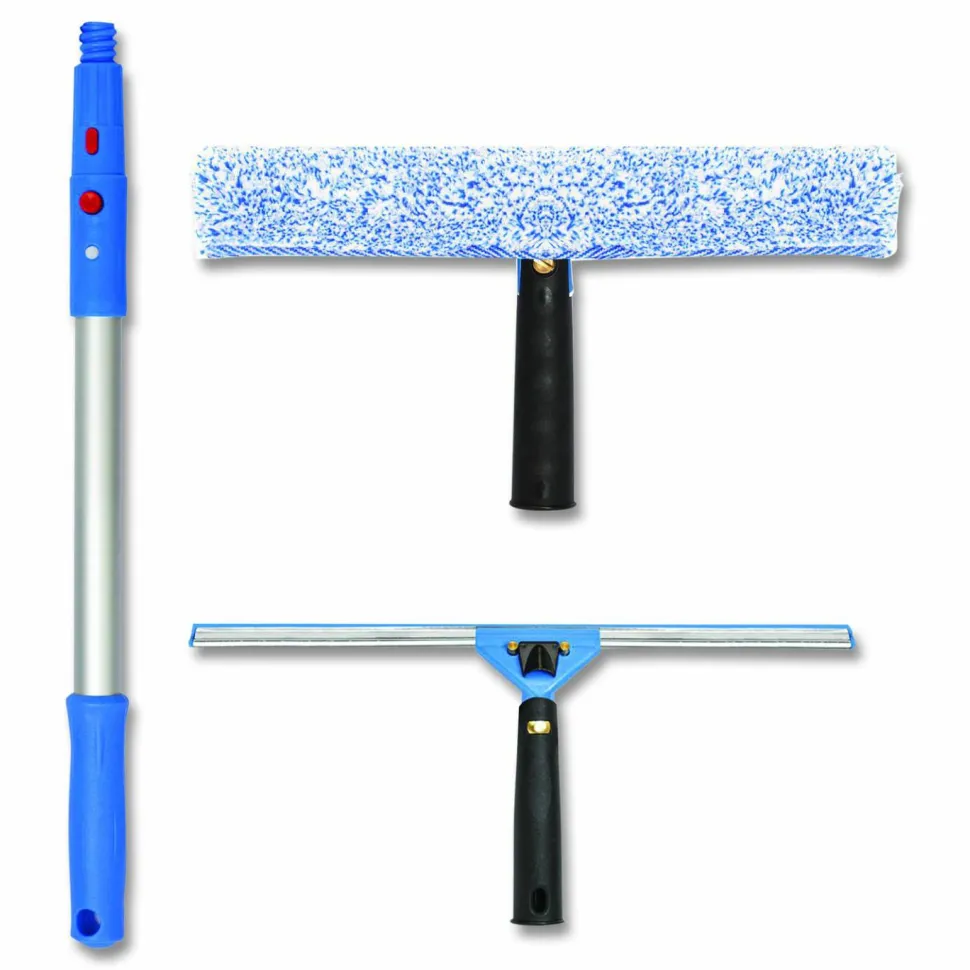 Gritt Commercial Pro Window Washing Kit with Squeegee, Washer and 20" Pole, 18" Blade, 3/Kit