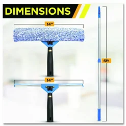 Gritt Commercial Pro Window Washing Kit with Squeegee, Washer and 6 ft Telescopic Pole, 14" Wide, 3/Kit