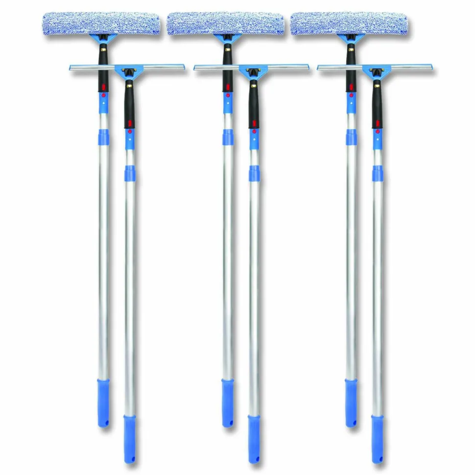 Gritt Commercial Pro Window Washing Kit with Squeegee, Washer and 6 ft Telescopic Pole, 14" Wide, 3/Kit
