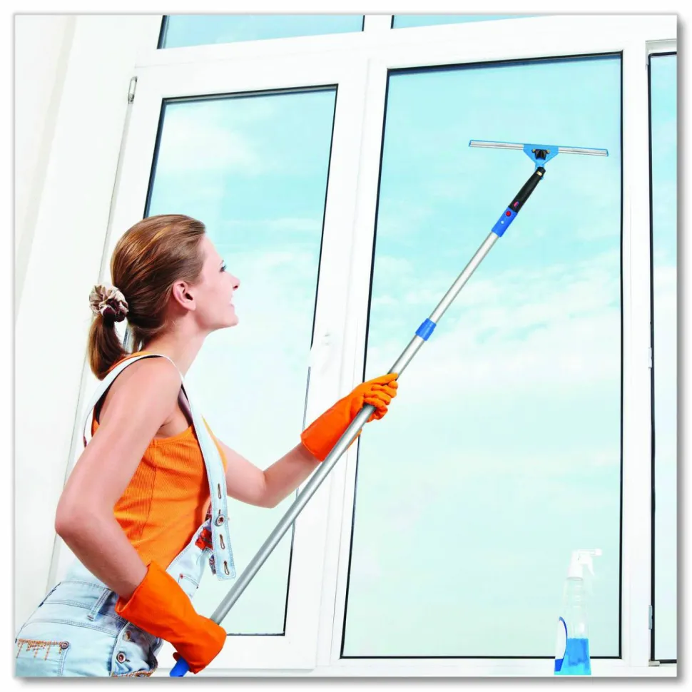 Gritt Commercial Pro Window Washing Kit with Swivel Squeegee and 6 ft Telescopic Pole, 14" Wide Blade