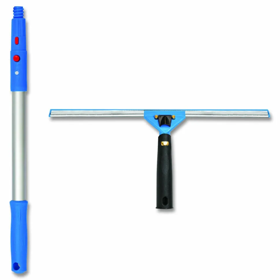 Gritt Commercial Pro Window Washing Kit with Swivel Window Squeegee and 20" Pole, 18" Wide Blade