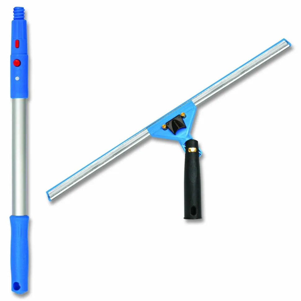 Gritt Commercial Pro Window Washing Kit with Squeegee, Washer and 6 ft Telescopic Pole, 18" Wide Blade, 3/Kit