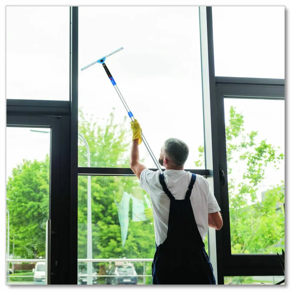 Gritt Commercial Pro Window Washing Kit with Swivel Squeegee and 6 ft Telescopic Pole, 18" Wide Blade, 2/Kit