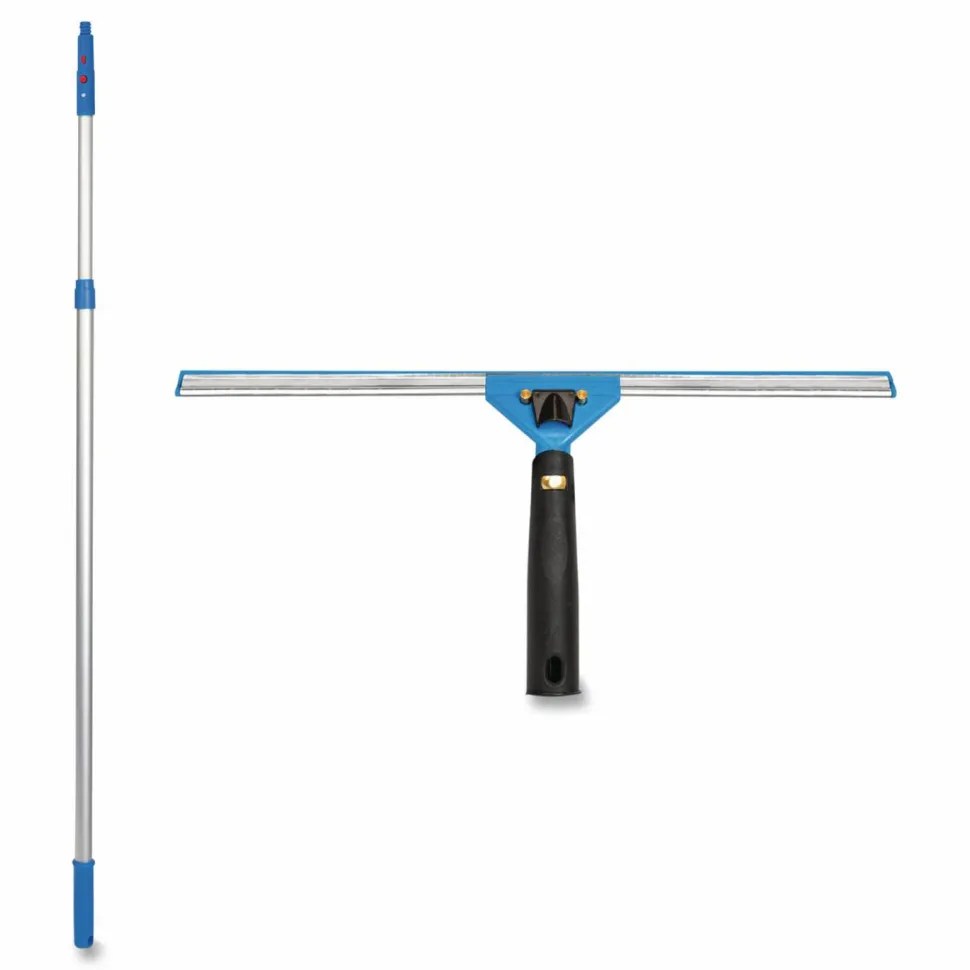 Gritt Commercial Pro Window Washing Kit with Swivel Squeegee and 6 ft Telescopic Pole, 18" Wide Blade, 2/Kit