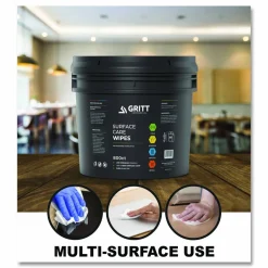 Gritt Commercial Surface Care Wipes, 1-Ply, 6 x 8, Fresh Scent, White, 800 Wipes/Bucket