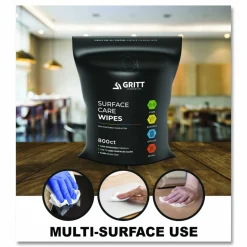 Gritt Commercial Surface Care Wipes, 1-Ply, 6 x 8, Fresh, White, 800/Pack, 4 Packs/Carton