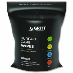 Gritt Commercial Surface Care Wipes, 1-Ply, 6 x 8, Fresh, White, 800/Pack, 4 Packs/Carton