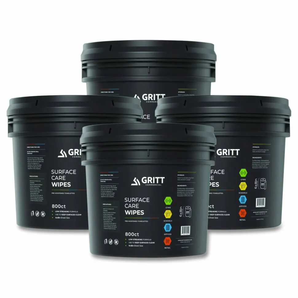 Gritt Commercial Surface Care Wipes, 1-Ply, 6 x 8, Fresh Scent, White, 800/Bucket, 4 Buckets/Carton