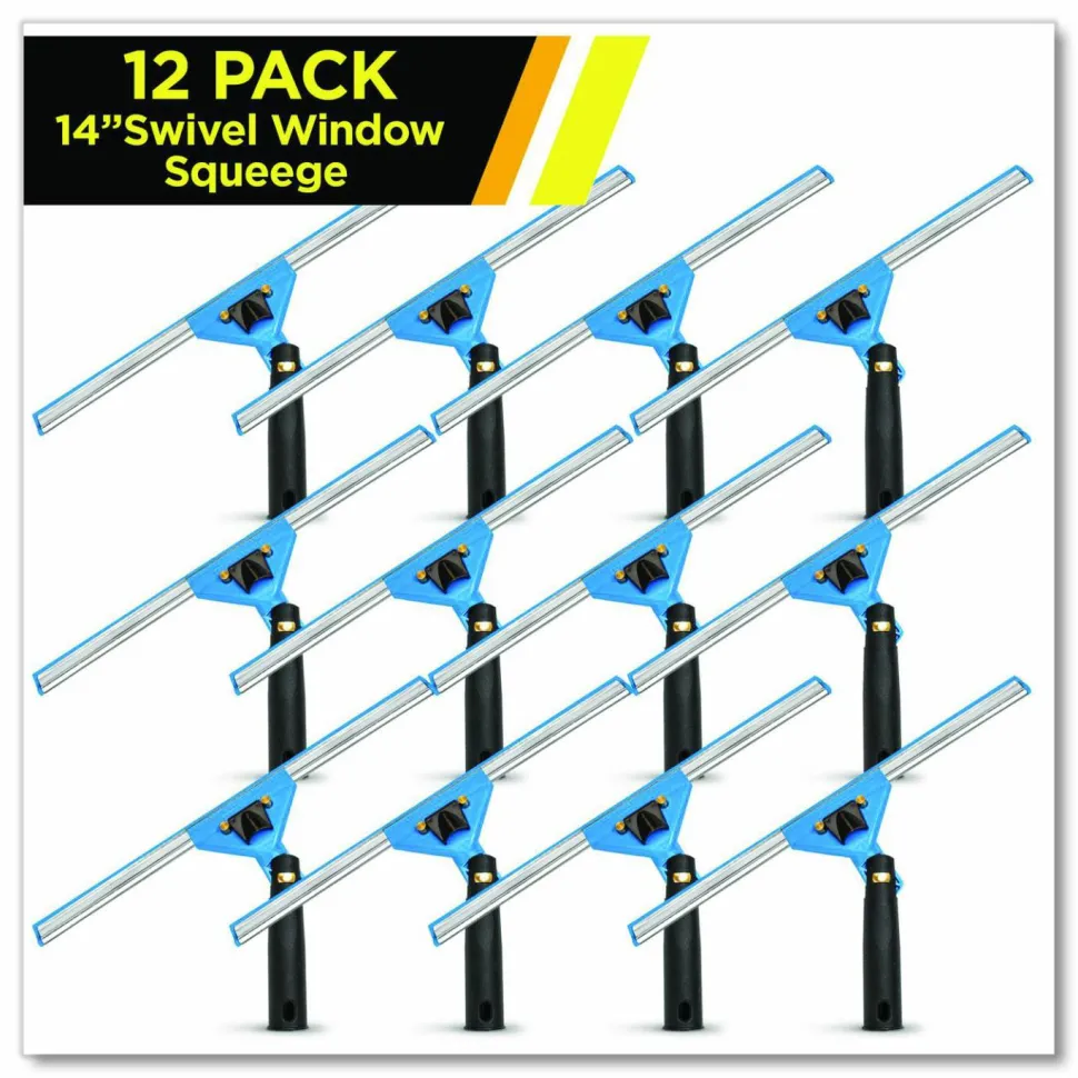 Gritt Commercial Swivel Window Squeegee with Quick Release, 14" Wide Blade, 12/Carton