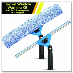 Gritt Commercial Swivel Window Washing Kit with Squeegee and Washer, 14