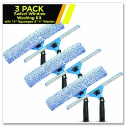 Gritt Commercial Swivel Window Washing Kit with Squeegee and Washer, 14